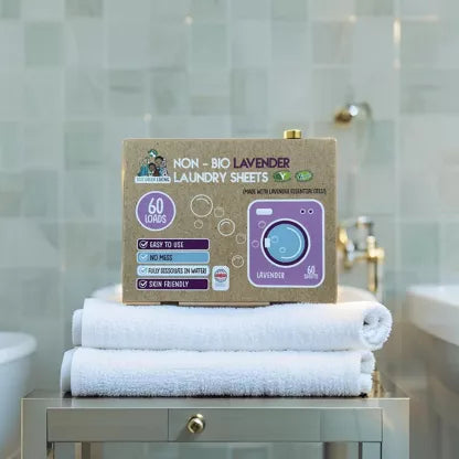 Tvättbladsark Non-Bio med Lavendel – 60 st, Plastfri & Växtbaserad