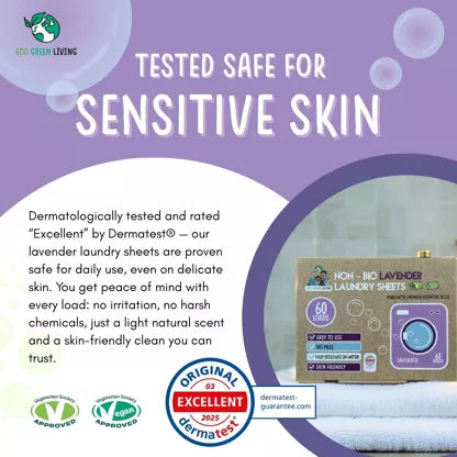 Tvättbladsark Non-Bio med Lavendel – 60 st, Plastfri & Växtbaserad